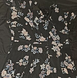 Torrid Black Dress with Pink and Blue Floral Design